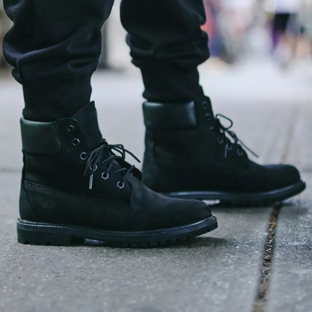 Timberland Black High Top 6-Inch Premium Waterproof Work Boots Women's Size 8